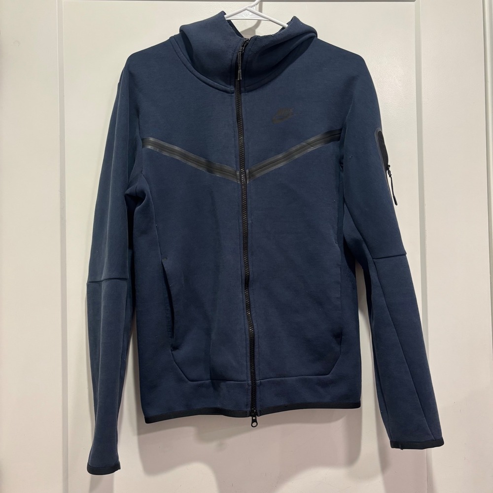 Nike Tech Fleece Full Zip Hoodie Navy Blue Mens Size XS CU4489-410